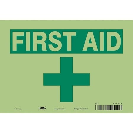 First Aid, 10 in W x 7 in H, Vertical Rectangle, Glow Vinyl, 471V11 MPN:471V11
