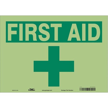 First Aid, 14 in W x 10 in H, Horizontal Rectangle, Glow Vinyl, 471V12 MPN:471V12