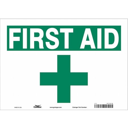 First Aid, 14 in W x 10 in H, Horizontal Rectangle, Vinyl, 471V18 MPN:471V18