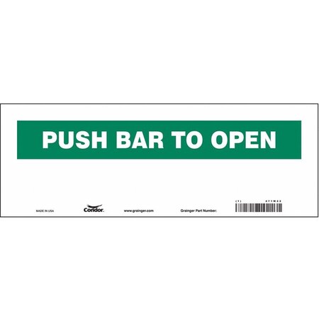 Push Bar To Open, 14 in W x 5 in H, Vertical Rectangle, Vinyl, 471W22 MPN:471W22