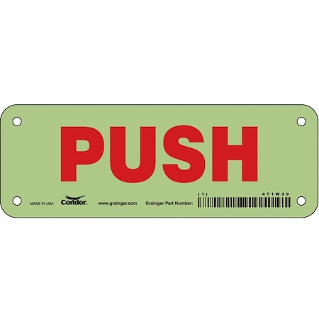 Push, 7 in W x 2 1/2 in H, Horizontal Rectangle, Polyethylene, 471W39 MPN:471W39