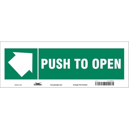 Push To Open, 14 in W x 5 in H, Vertical Rectangle, Vinyl, 471W69 MPN:471W69