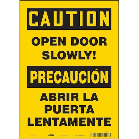 Caution, Open Door Slowly!/Abrir La Puerta Lentamente, 10 in W x 14 in H, Vinyl, 471X30 MPN:471X30