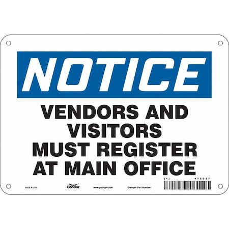 Safety Sign, 7 in Height, 10 in Width, Polyethylene, Vertical Rectangle, English, 472D27 MPN:472D27