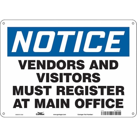 Safety Sign, 10 in Height, 14 in Width, Polyethylene, Horizontal Rectangle, English, 472D28 MPN:472D28