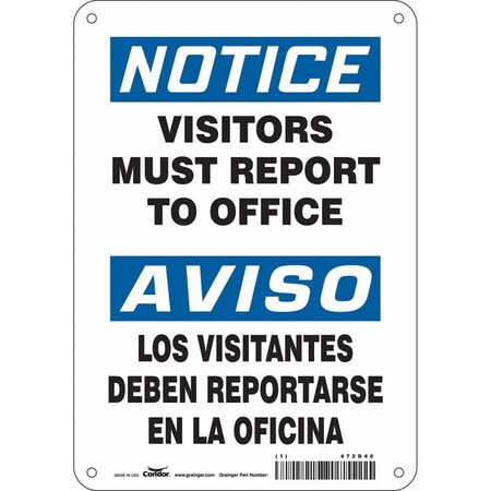 Safety Sign, 10 in Height, 7 in Width, Aluminum, Horizontal Rectangle, English, Spanish, 472D40 MPN:472D40