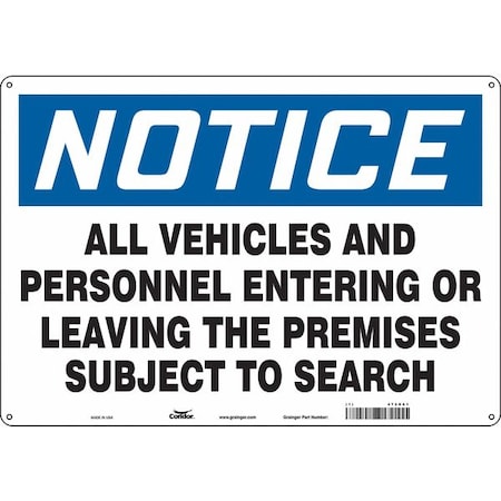 Safety Sign, 14 in H, 20 in W, Aluminum, Horizontal Rectangle, English, 472D61 MPN:472D61
