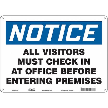 Safety Sign, 10 in Height, 14 in Width, Polyethylene, Horizontal Rectangle, English, 472D92 MPN:472D92