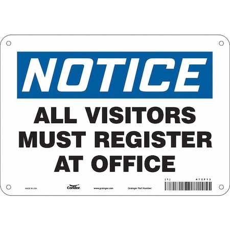 Safety Sign, 7 in Height, 10 in Width, Aluminum, Vertical Rectangle, English, 472F13 MPN:472F13