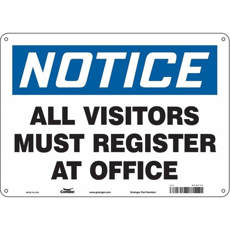Safety Sign, 10 in Height, 14 in Width, Polyethylene, Horizontal Rectangle, English, 472F17 MPN:472F17