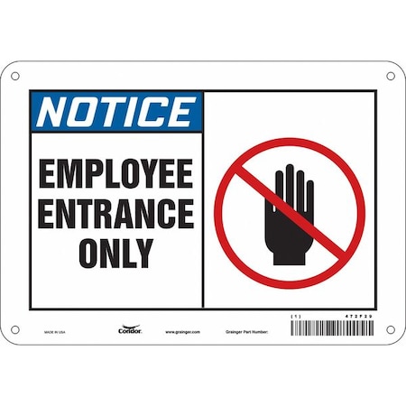 Safety Sign, 7 in Height, 10 in Width, Aluminum, Vertical Rectangle, English, 472F29 MPN:472F29