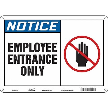 Safety Sign, 10 in Height, 14 in Width, Aluminum, Horizontal Rectangle, English, 472F30 MPN:472F30