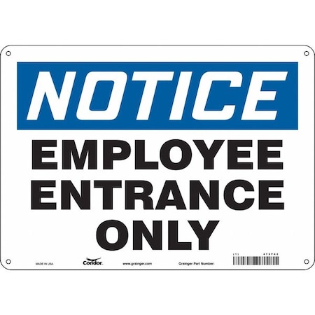 Safety Sign, 10 in Height, 14 in Width, Aluminum, Horizontal Rectangle, English, 472F42 MPN:472F42