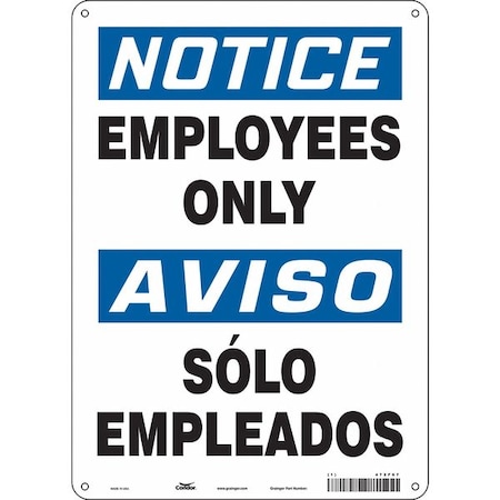 Safety Sign, 14 in Height, 10 in Width, Polyethylene, Vertical Rectangle, English, Spanish, 472F67 MPN:472F67