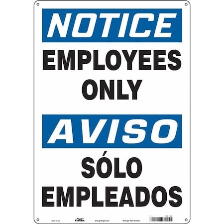 Safety Sign, 20 in H, 14 in W, Polyethylene, Vertical Rectangle, English, Spanish, 472F68 MPN:472F68