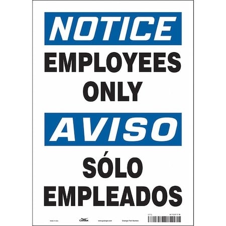 Safety Sign, 14 in Height, 10 in Width, Vinyl, Vertical Rectangle, English, Spanish, 472F70 MPN:472F70