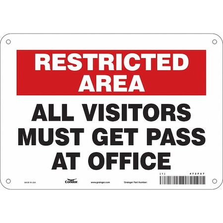 Safety Sign, 7 in Height, 10 in Width, Aluminum, Vertical Rectangle, English, 472F97 MPN:472F97