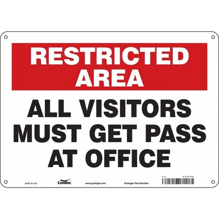 Safety Sign, 10 in Height, 14 in Width, Aluminum, Horizontal Rectangle, English, 472F98 MPN:472F98