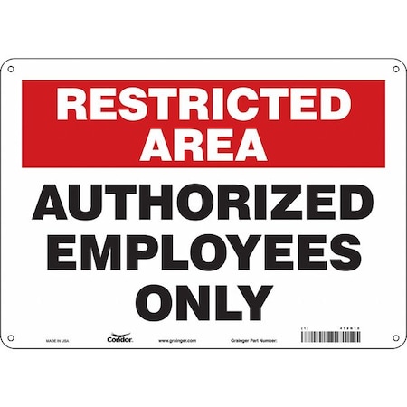 Safety Sign, 10 in Height, 14 in Width, Polyethylene, Horizontal Rectangle, English, 472G12 MPN:472G12