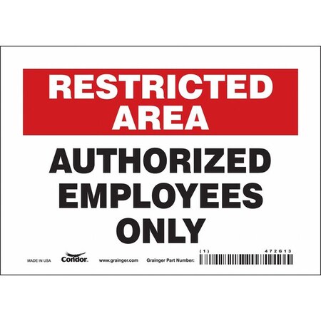 Safety Sign, 5 in Height, 7 in Width, Vinyl, Horizontal Rectangle, English, 472G13 MPN:472G13
