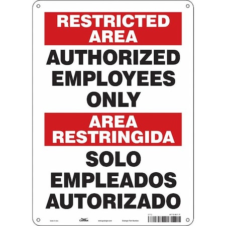 Safety Sign, 14 in Height, 10 in Width, Aluminum, Vertical Rectangle, English, Spanish, 472G17 MPN:472G17