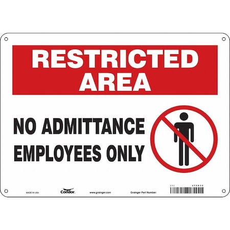 Safety Sign, 10 in Height, 14 in Width, Aluminum, Horizontal Rectangle, English, 472G35 MPN:472G35