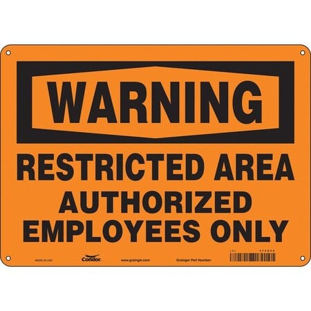 Safety Sign, 10 in Height, 14 in Width, Polyethylene, Horizontal Rectangle, English, 472G59 MPN:472G59