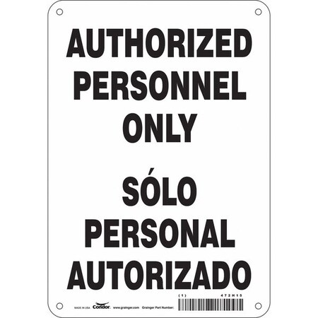Safety Sign, 10 in H, 7 in W, Polyethylene, Horizontal Rectangle, English, Spanish, 472H15 MPN:472H15