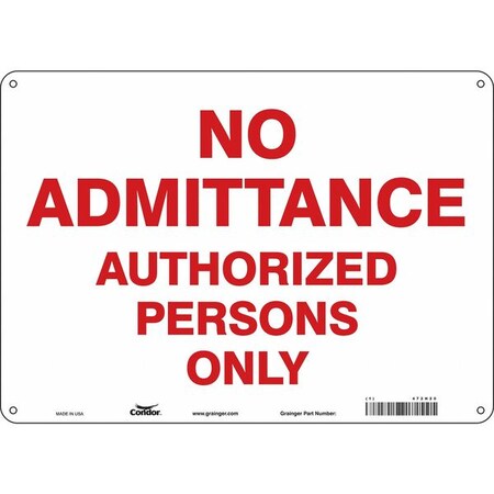 Safety Sign, 10 in Height, 14 in Width, Aluminum, Horizontal Rectangle, English, 472H20 MPN:472H20