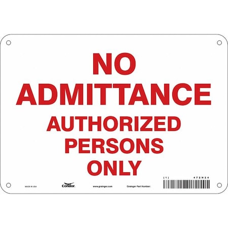 Safety Sign, 7 in Height, 10 in Width, Polyethylene, Vertical Rectangle, English, 472H24 MPN:472H24