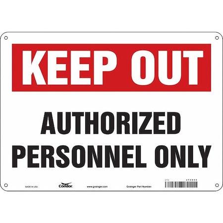 Safety Sign, 10 in Height, 14 in Width, Polyethylene, Horizontal Rectangle, English, 472H59 MPN:472H59