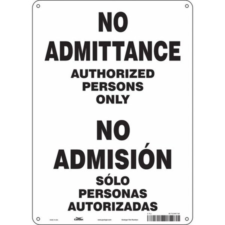 Safety Sign, 14 in Height, 10 in Width, Aluminum, Vertical Rectangle, English, Spanish, 472H78 MPN:472H78