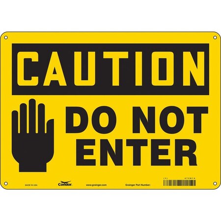 Safety Sign, 10 in Height, 14 in Width, Aluminum, Horizontal Rectangle, English, 472K14 MPN:472K14