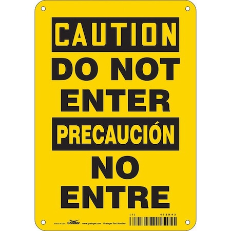Safety Sign, 10 in Height, 7 in Width, Aluminum, Horizontal Rectangle, English, Spanish, 472K43 MPN:472K43