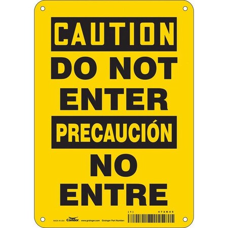 Safety Sign, 10 in H, 7 in W, Polyethylene, Horizontal Rectangle, English, Spanish, 472K45 MPN:472K45
