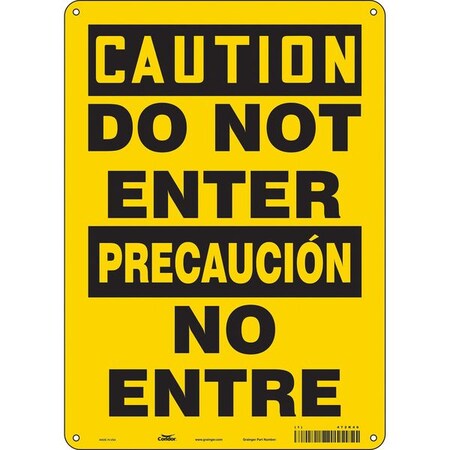 Safety Sign, 14 in Height, 10 in Width, Polyethylene, Vertical Rectangle, English, Spanish, 472K46 MPN:472K46