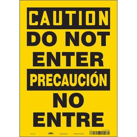 Safety Sign, 14 in Height, 10 in Width, Vinyl, Vertical Rectangle, English, Spanish, 472K48 MPN:472K48