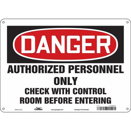 Safety Sign, 10 in Height, 14 in Width, Polyethylene, Horizontal Rectangle, English, 472M07 MPN:472M07