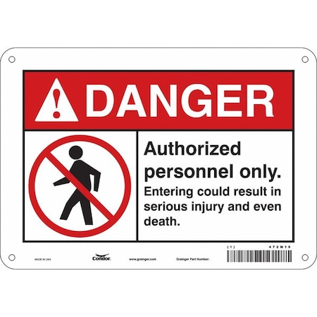 Safety Sign, 7 in Height, 10 in Width, Aluminum, Vertical Rectangle, English, 472M16 MPN:472M16