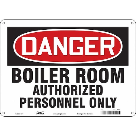 Safety Sign, 10 in Height, 14 in Width, Polyethylene, Horizontal Rectangle, English, 472M47 MPN:472M47
