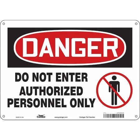 Safety Sign, 10 in Height, 14 in Width, Polyethylene, Horizontal Rectangle, English, 472N04 MPN:472N04
