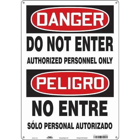 Safety Sign, 20 in H, 14 in W, Aluminum, Vertical Rectangle, English, Spanish, 472N09 MPN:472N09