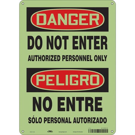 Safety Sign, 14 in Height, 10 in Width, Polyethylene, Vertical Rectangle, English, Spanish, 472N12 MPN:472N12