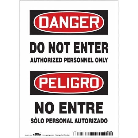 Safety Sign, 7 in Height, 5 in Width, Vinyl, Vertical Rectangle, English, Spanish MPN:472N16