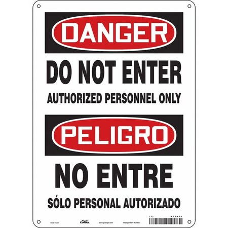 Safety Sign, 14 in Height, 10 in Width, Vinyl, Vertical Rectangle, English, Spanish, 472N18 MPN:472N18