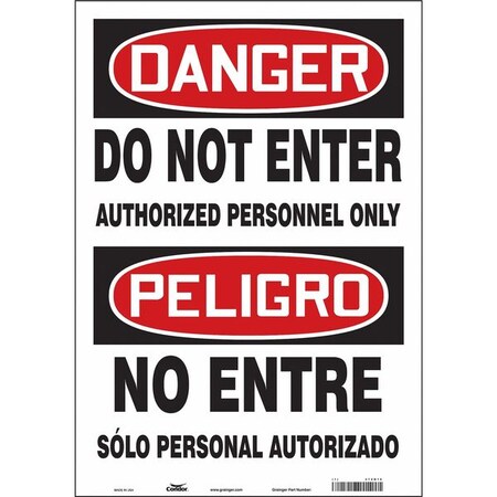 Safety Sign, 20 in H, 14 in W, Vinyl, Vertical Rectangle, English, Spanish, 472N19 MPN:472N19