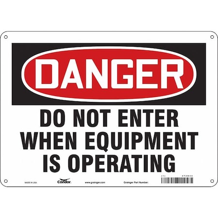 Safety Sign, 10 in Height, 14 in Width, Aluminum, Horizontal Rectangle, English, 472N34 MPN:472N34