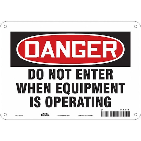Safety Sign, 7 in Height, 10 in Width, Polyethylene, Vertical Rectangle, English, 472N35 MPN:472N35