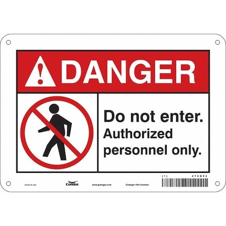 Safety Sign, 7 in Height, 10 in Width, Aluminum, Vertical Rectangle, English, 472N62 MPN:472N62