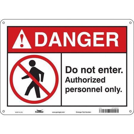 Safety Sign, 10 in Height, 14 in Width, Polyethylene, Horizontal Rectangle, English, 472N66 MPN:472N66